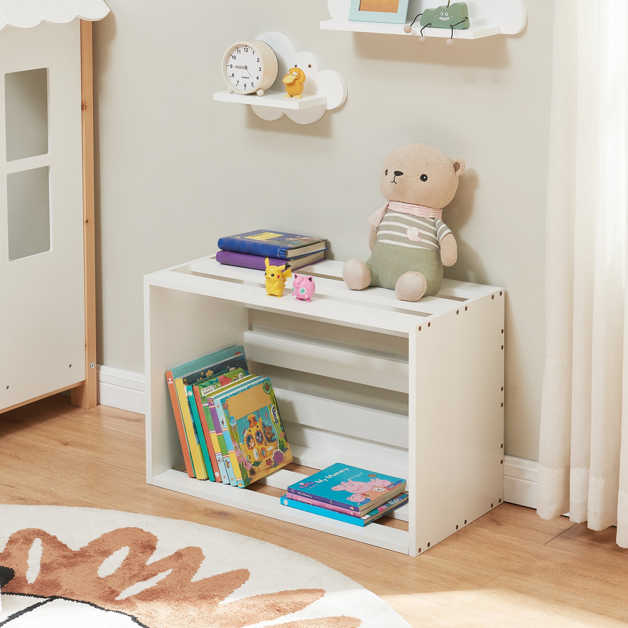 Tavolo Basso Rønde a Forma di Cassetta Frutta Posizionabile in Orizzontale o Verticale 43x64x33cm Bianco [en.casa]