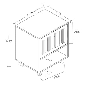 Comodino in Bambù Ypäjä con Scomparto Chiuso e Aperto - Naturale [en.casa]