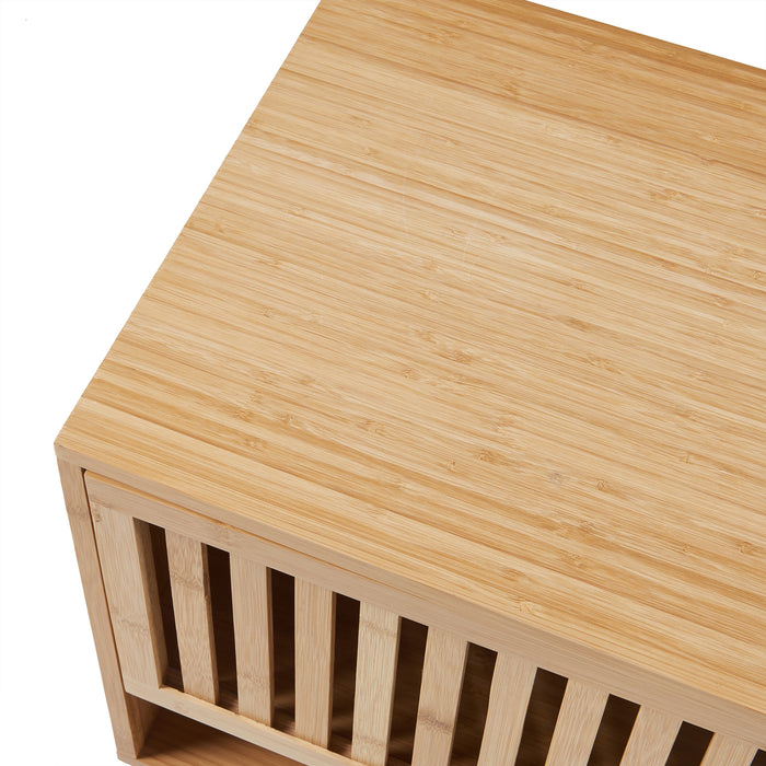 Comodino in Bambù Ypäjä con Scomparto Chiuso e Aperto - Naturale [en.casa]