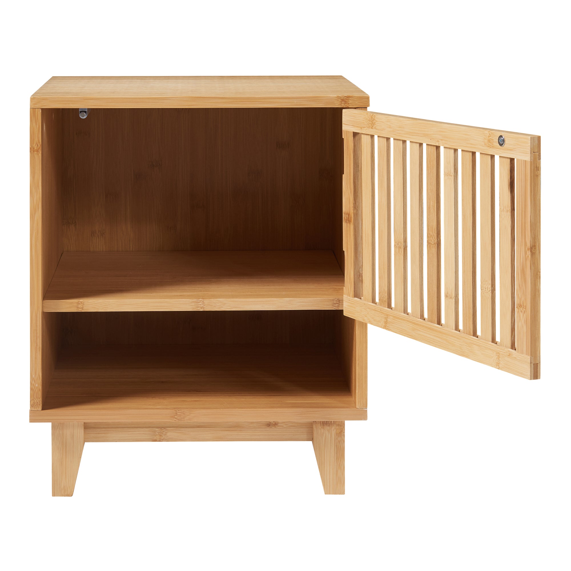 Comodino in Bambù Ypäjä con Scomparto Chiuso e Aperto - Naturale [en.casa]