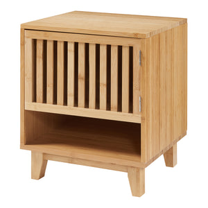 Comodino in Bambù Ypäjä con Scomparto Chiuso e Aperto - Naturale [en.casa]