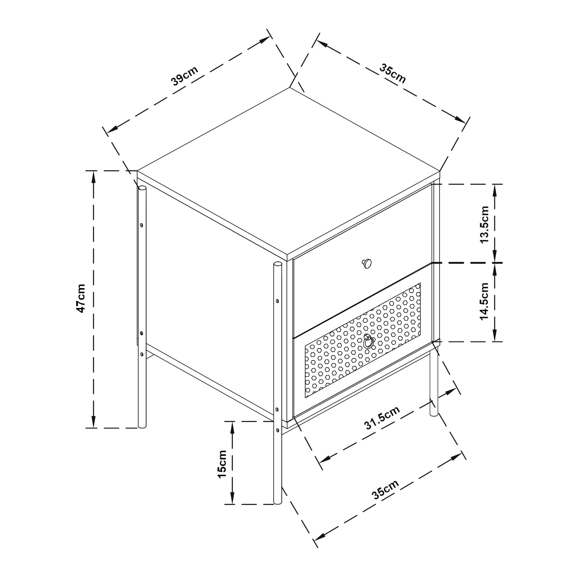 Comodino Tysnes con 2 Cassetti - Effetto Rovere / Nero [en.casa]