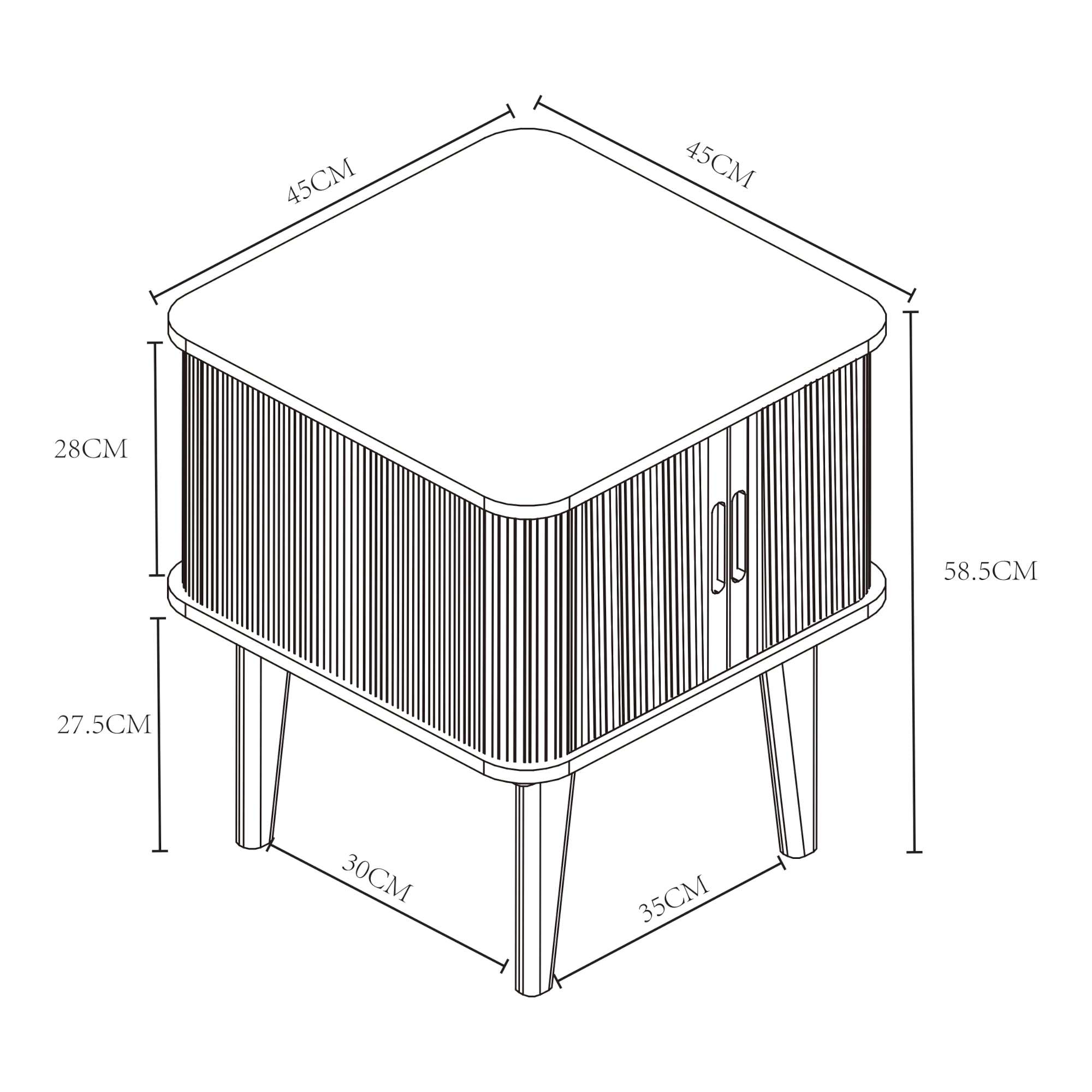 Comodino Tysvær in Bambù con 2 Ante Scorrevoli - Naturale / Bianco Crema [en.casa]
