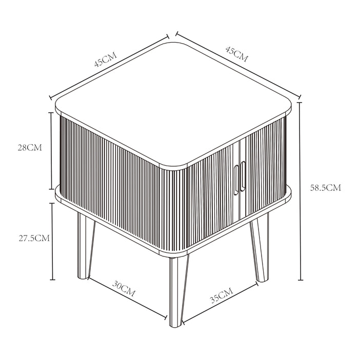 Comodino Tysvær in Bambù con 2 Ante Scorrevoli - Naturale / Bianco Crema [en.casa]