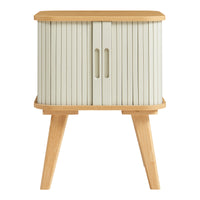 Comodino Tysvær in Bambù con 2 Ante Scorrevoli - Naturale / Bianco Crema [en.casa]