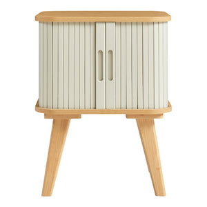 Comodino Tysvær in Bambù con 2 Ante Scorrevoli - Naturale / Bianco Crema [en.casa]