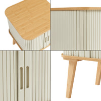 Comodino Tysvær in Bambù con 2 Ante Scorrevoli - Naturale / Bianco Crema [en.casa]