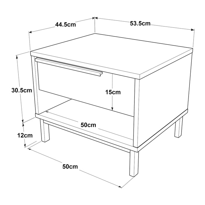 Comodino Vesanto con Cassetto e Scomparto Aperto - Effetto Rovere [en.casa]