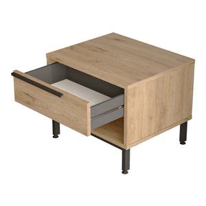 Comodino Vesanto con Cassetto e Scomparto Aperto - Effetto Rovere [en.casa]