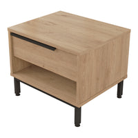 Comodino Vesanto con Cassetto e Scomparto Aperto - Effetto Rovere [en.casa]