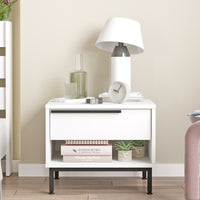 Comodino Vesanto con Cassetto e Scomparto Aperto - Bianco [en.casa]