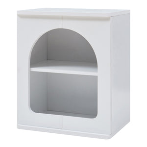 Comodino Trorhun con Ripiano e 2 Vani 48 x 40 x 30 cm - Bianco [en.casa]