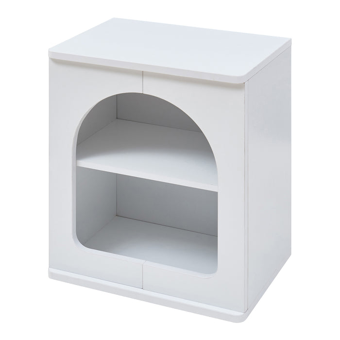 Comodino Trorhun con Ripiano e 2 Vani 48 x 40 x 30 cm - Bianco [en.casa]