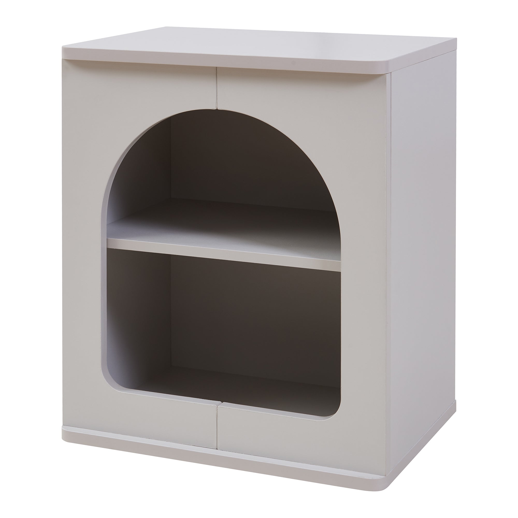 Comodino Trorhun con Ripiano e 2 Vani 48 x 40 x 30 cm - Grigio [en.casa]