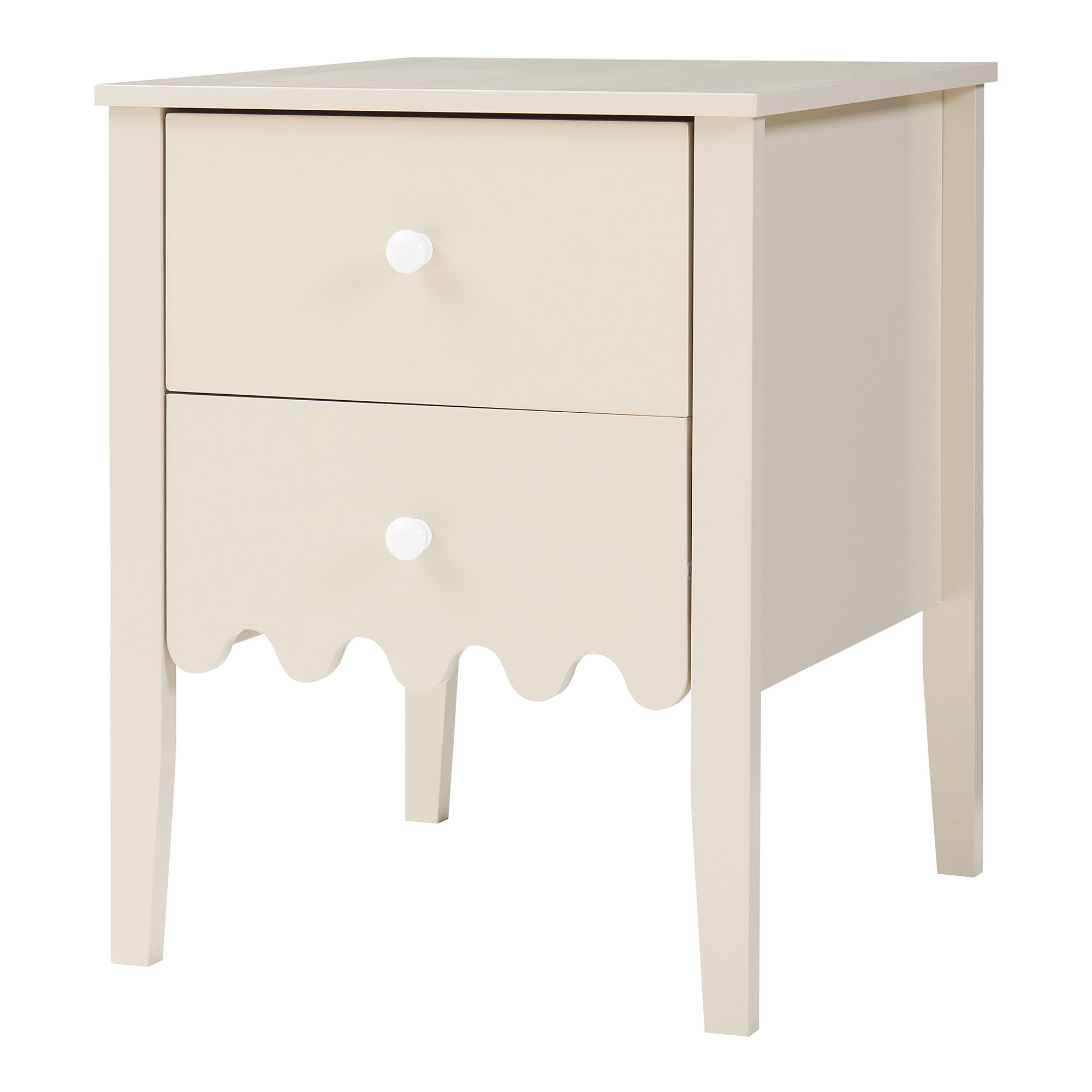 Comodino Luspoo con 2 Cassetti 50 x 40 x 40 cm - Bianco Crema [en.casa]