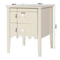 Comodino Luspoo con 2 Cassetti 50 x 40 x 40 cm - Bianco Crema [en.casa]