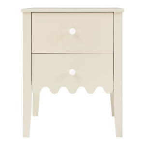 Comodino Luspoo con 2 Cassetti 50 x 40 x 40 cm - Bianco Crema [en.casa]