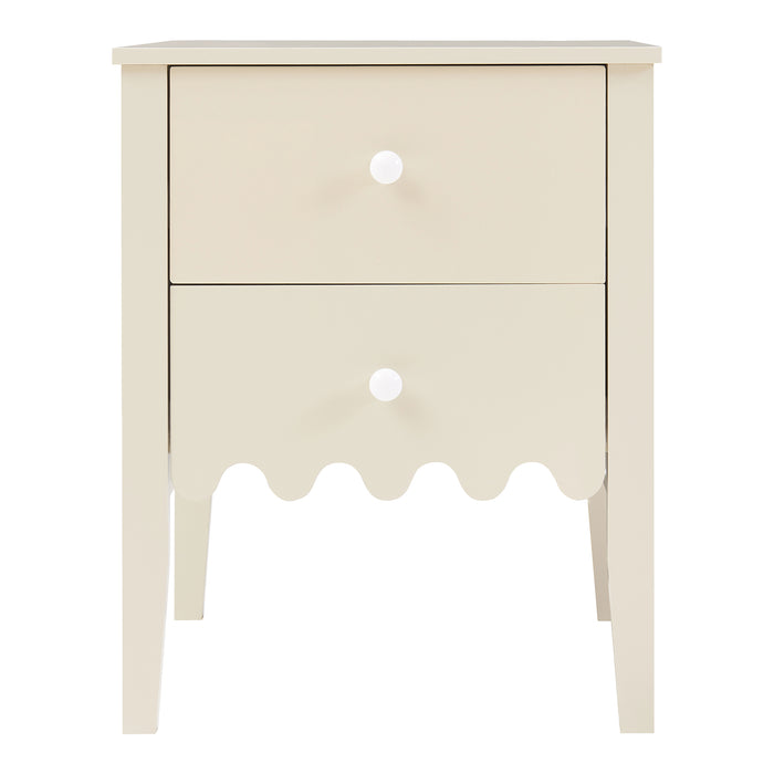 Comodino Luspoo con 2 Cassetti 50 x 40 x 40 cm - Bianco Crema [en.casa]