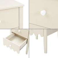 Comodino Luspoo con 2 Cassetti 50 x 40 x 40 cm - Bianco Crema [en.casa]