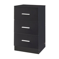 Comodino Aurdal con 3 Cassetti - Nero Lucido [en.casa]