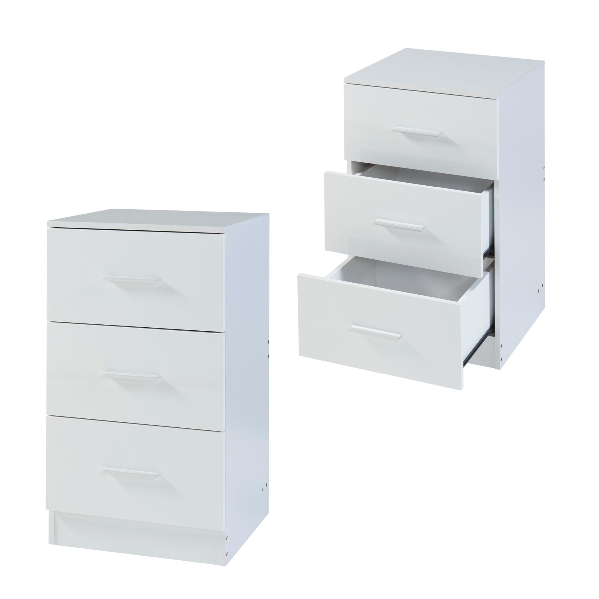 Set di 2 Comodini Aurdal con 3 Cassetti - Bianco Lucido [en.casa]
