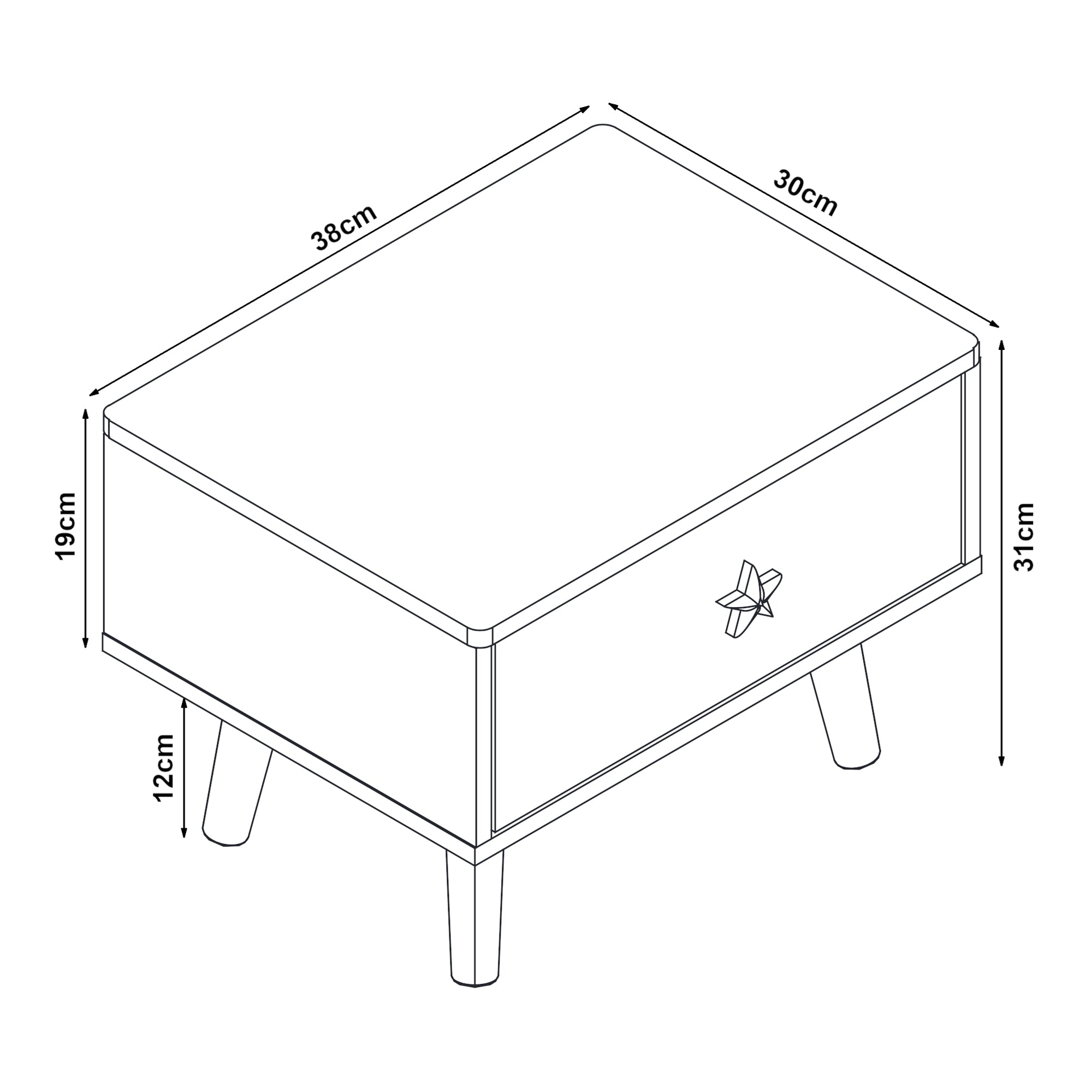 Comodino per Bambini Sandnes con Cassetto 31x38x30 cm Bianco / Menta Verde [en.casa]