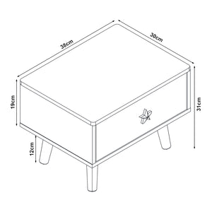 Comodino per Bambini Sandnes con Cassetto 31x38x30 cm Bianco / Menta Verde [en.casa]