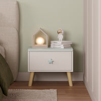 Comodino per Bambini Sandnes con Cassetto 31x38x30 cm Bianco / Menta Verde [en.casa]