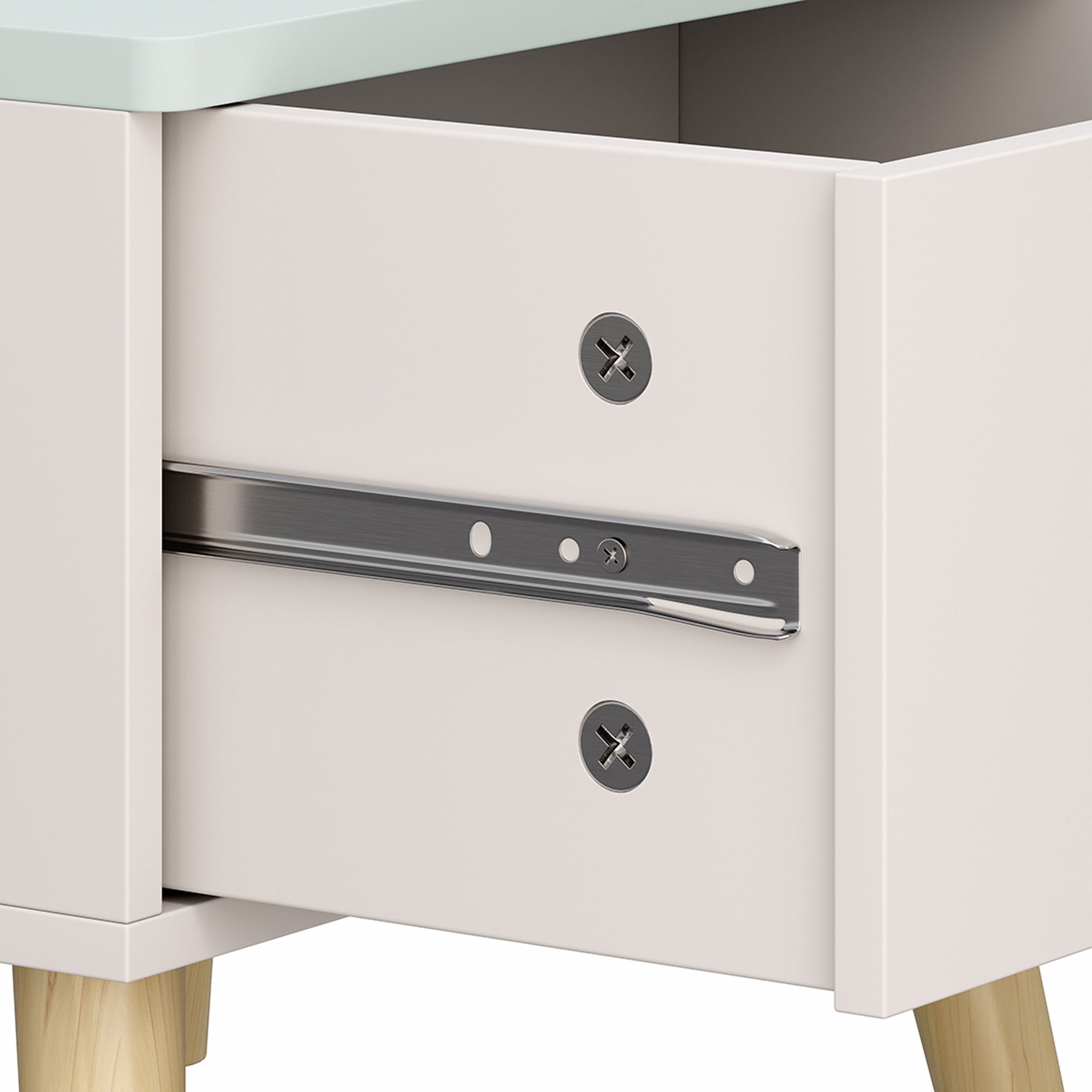 Comodino per Bambini Sandnes con Cassetto 31x38x30 cm Bianco / Menta Verde [en.casa]