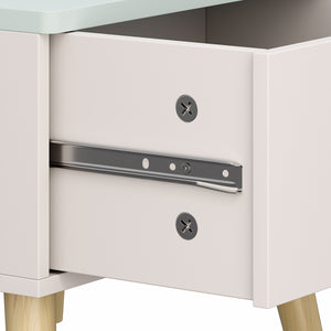 Comodino per Bambini Sandnes con Cassetto 31x38x30 cm Bianco / Menta Verde [en.casa]