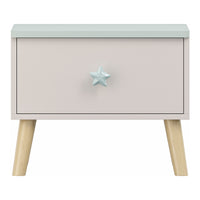 Comodino per Bambini Sandnes con Cassetto 31x38x30 cm Bianco / Menta Verde [en.casa]