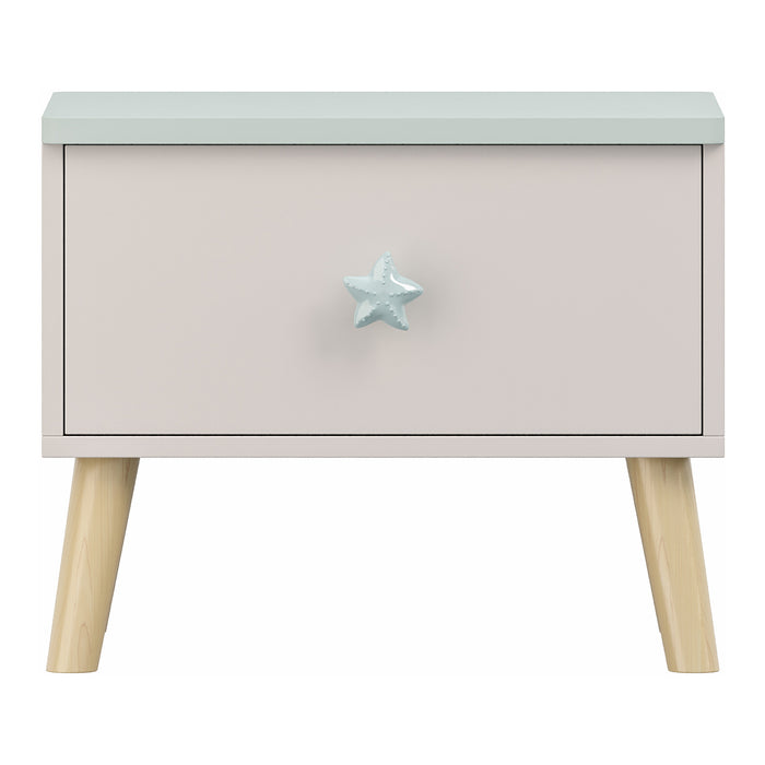 Comodino per Bambini Sandnes con Cassetto 31x38x30 cm Bianco / Menta Verde [en.casa]