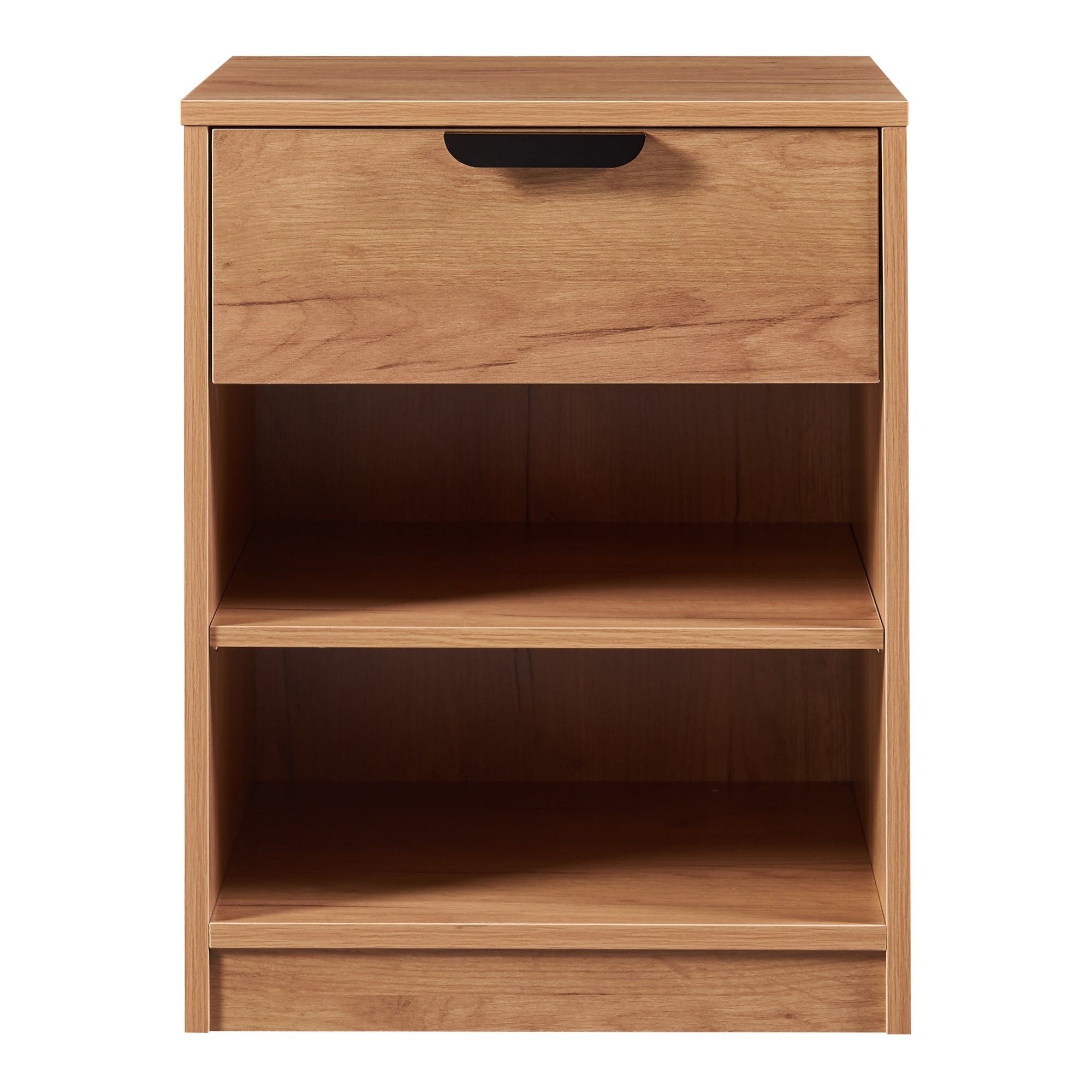 Comodino Varkaus con Cassetto e Scomparti - Effetto Quercia [en.casa]