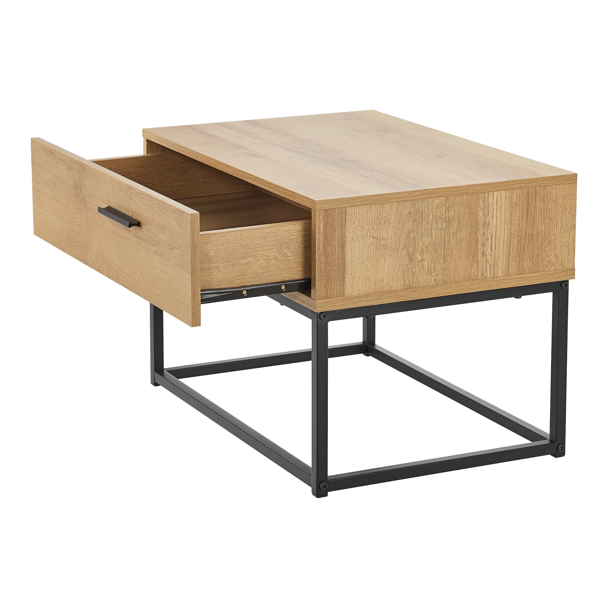 Set da 2 Comodini Lavangen con Cassetto 39 x 55 x 40 cm Nero / Effetto Rovere [en.casa]