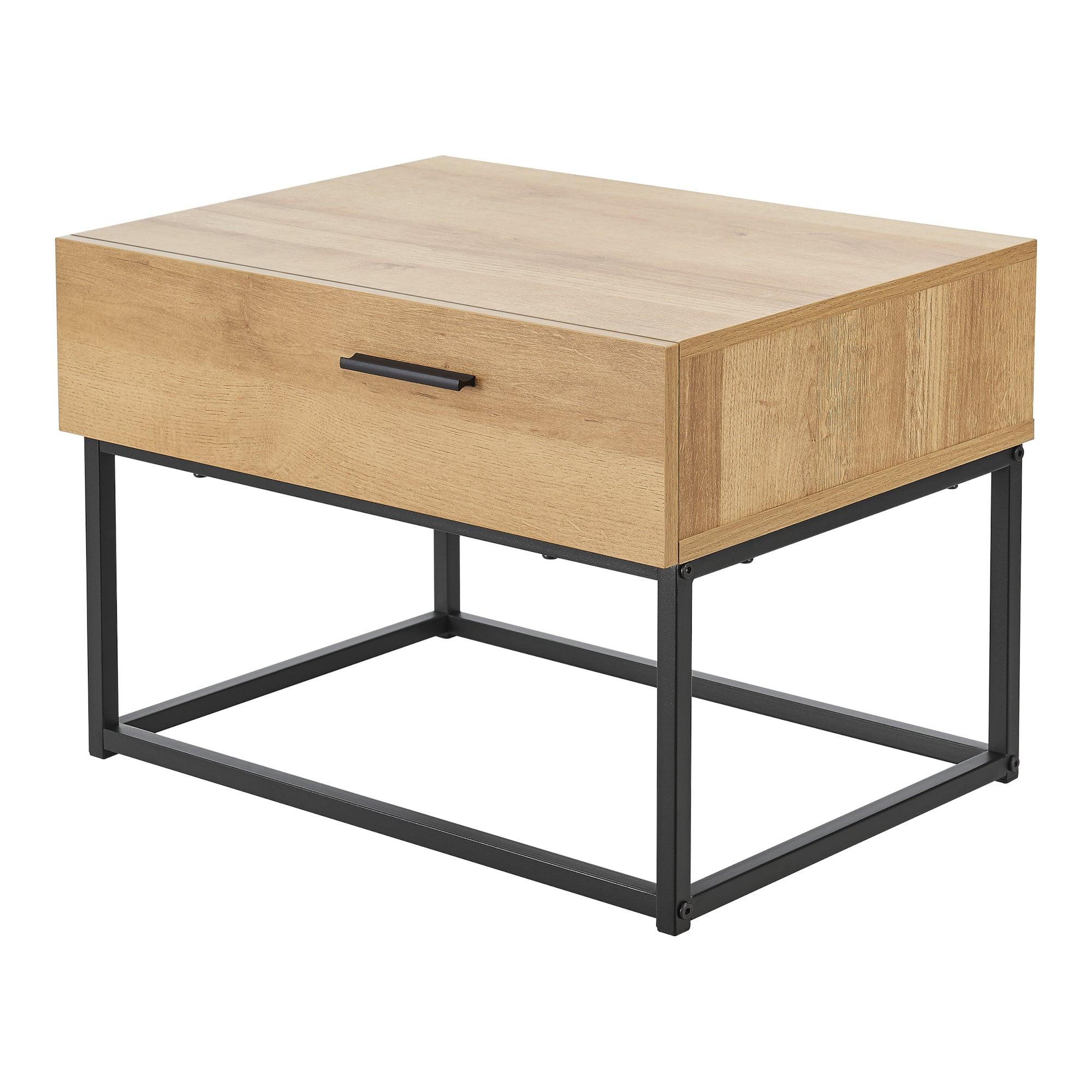 Set da 2 Comodini Lavangen con Cassetto 39 x 55 x 40 cm Nero / Effetto Rovere [en.casa]