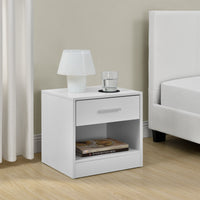 Comodino con Cassetto e Scomparto Aperto 36,5 x 29,5 x 38 cm - Bianco [en.casa]