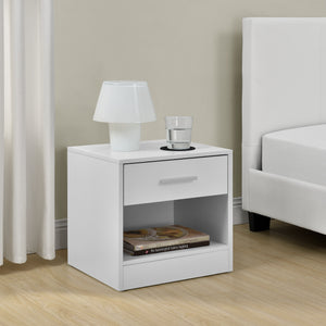 Comodino con Cassetto e Scomparto Aperto 36,5 x 29,5 x 38 cm - Bianco [en.casa]