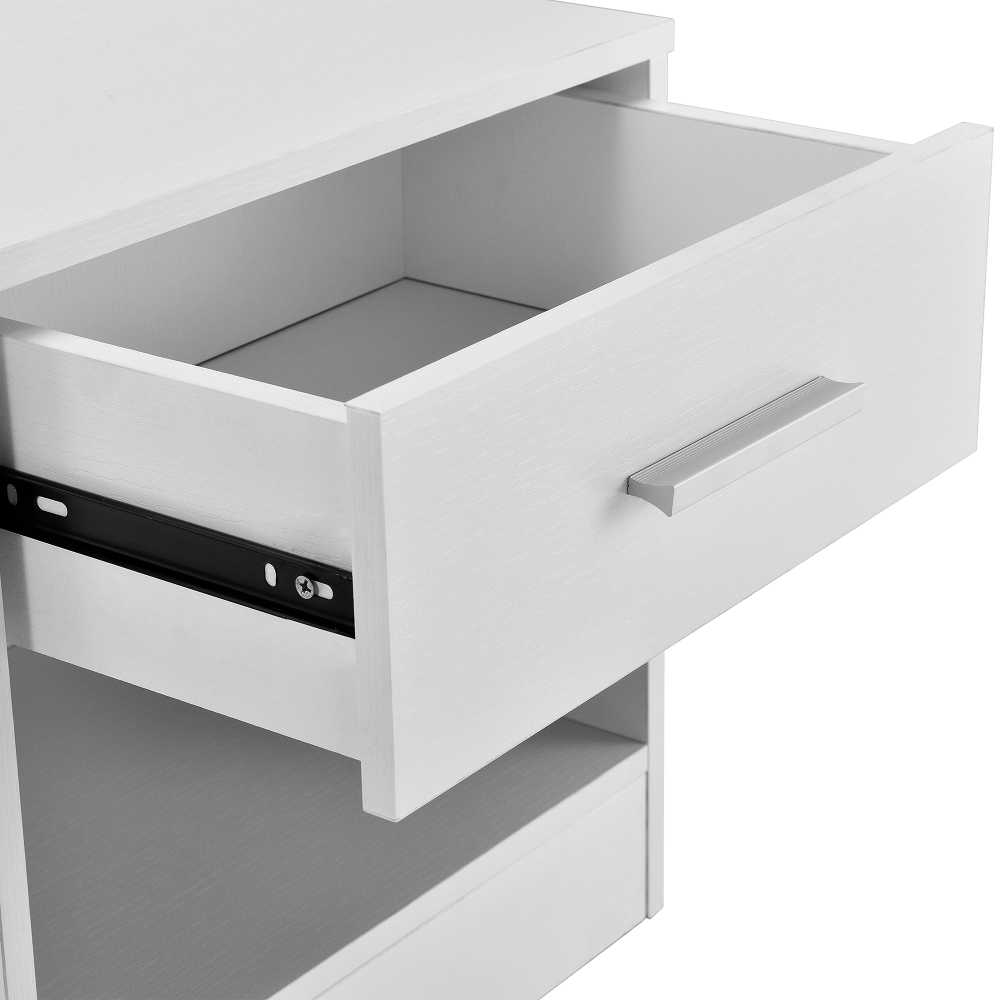 Comodino con Cassetto e Scomparto Aperto 36,5 x 29,5 x 38 cm - Bianco [en.casa]