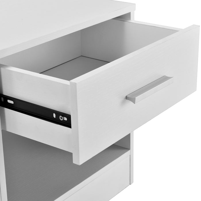 Comodino con Cassetto e Scomparto Aperto 36,5 x 29,5 x 38 cm - Bianco [en.casa]