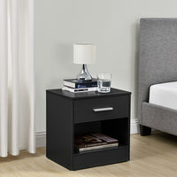 Comodino con Cassetto e Scomparto Aperto 36,5 x 29,5 x 38 cm - Nero [en.casa]