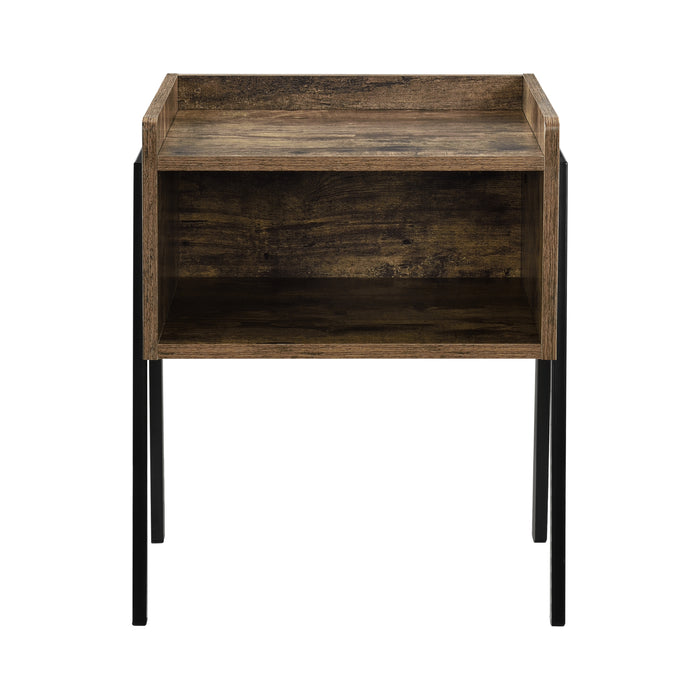 Comodino con Scomparto e Piano con Bordo Rialzato Mobiletto Impilabile 52x42x35 cm Effetto Legno Scuro [en.casa]