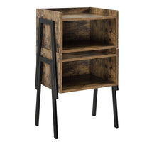 Comodino con Scomparto e Piano con Bordo Rialzato Mobiletto Impilabile 52x42x35 cm Effetto Legno Scuro [en.casa]