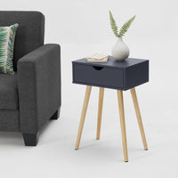 Comodino Tavolino Laterale Sörby con Cassetto - Grigio Scuro [en.casa]