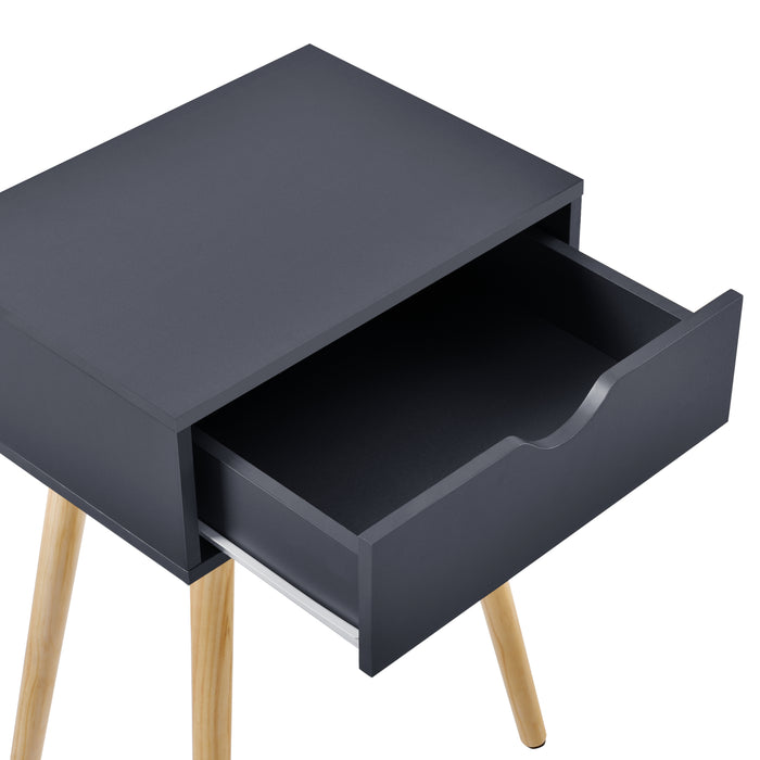 Comodino Tavolino Laterale Sörby con Cassetto - Grigio Scuro [en.casa]