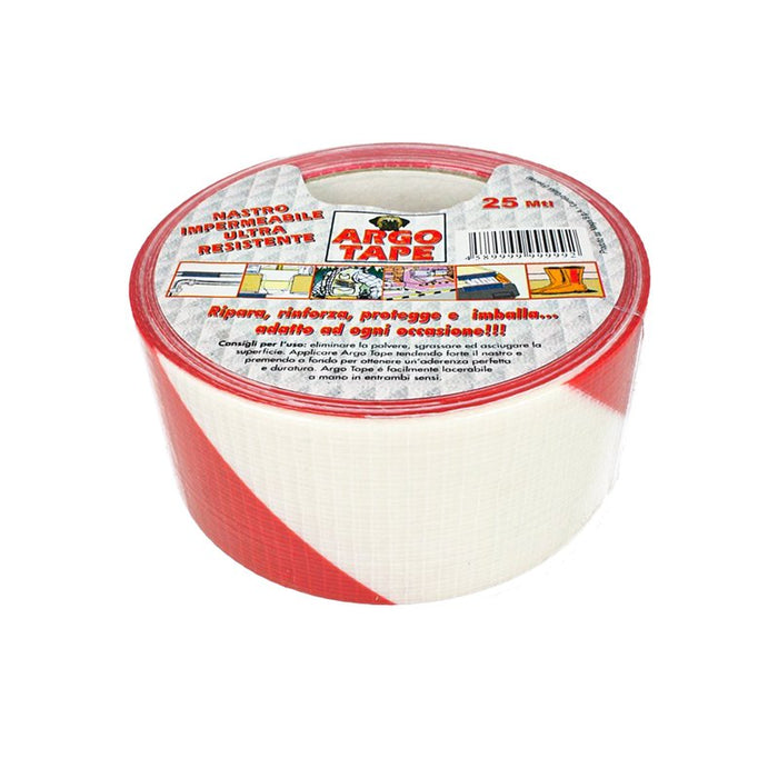 Nastri Antinfortunistici Striscia Di Sicurezza Telato Bianco e Rosso 50mm X 25mt Distanza di Cortesia Adesivo Segnaletica Da Pavimento Muro