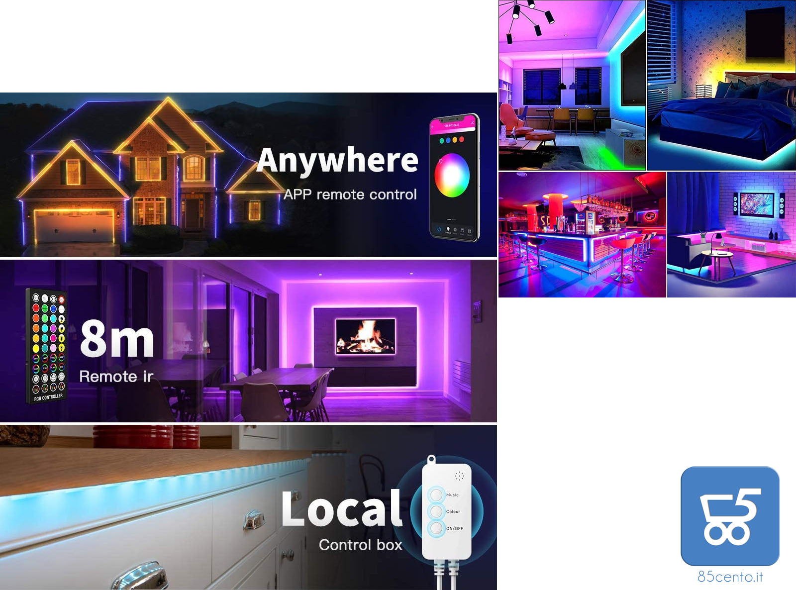 Nastri Led Lights 10 m Nobent Smart Compatibile con Amazon Echo Dot Google Home Alexa APP Controlled Music Sync RGB