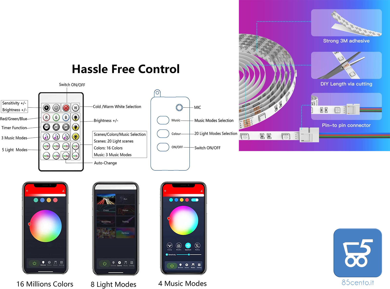 Nastri Led Lights 10 m Nobent Smart Compatibile con Amazon Echo Dot Google Home Alexa APP Controlled Music Sync RGB