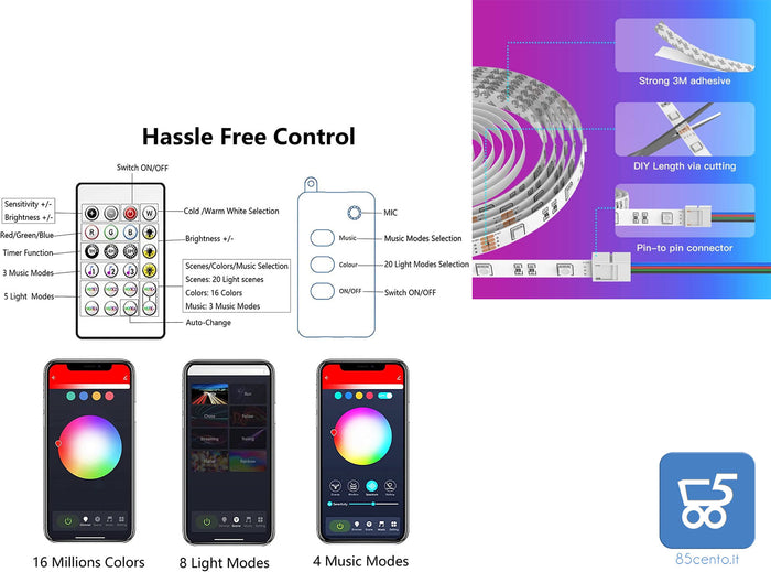 Nastri Led Lights 10 m Nobent Smart Compatibile con Amazon Echo Dot Google Home Alexa APP Controlled Music Sync RGB