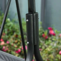 Dondolo 3 Posti con Tettuccio Inclinabile e Cuscini, in Acciaio e Poliestere, 172x110x153 cm, Grigio