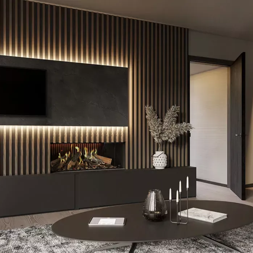 Camino elettrico virtuo 130 evolve telecomando ciocchi ceramici simil-legno